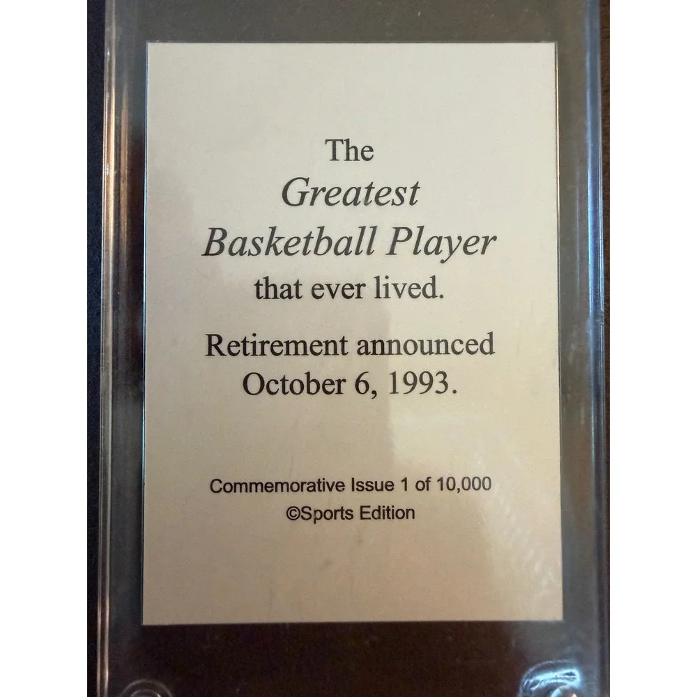 Michael Jordan 1993 Sports Edition Commemorative Card 1/10000 Retirement Bulls